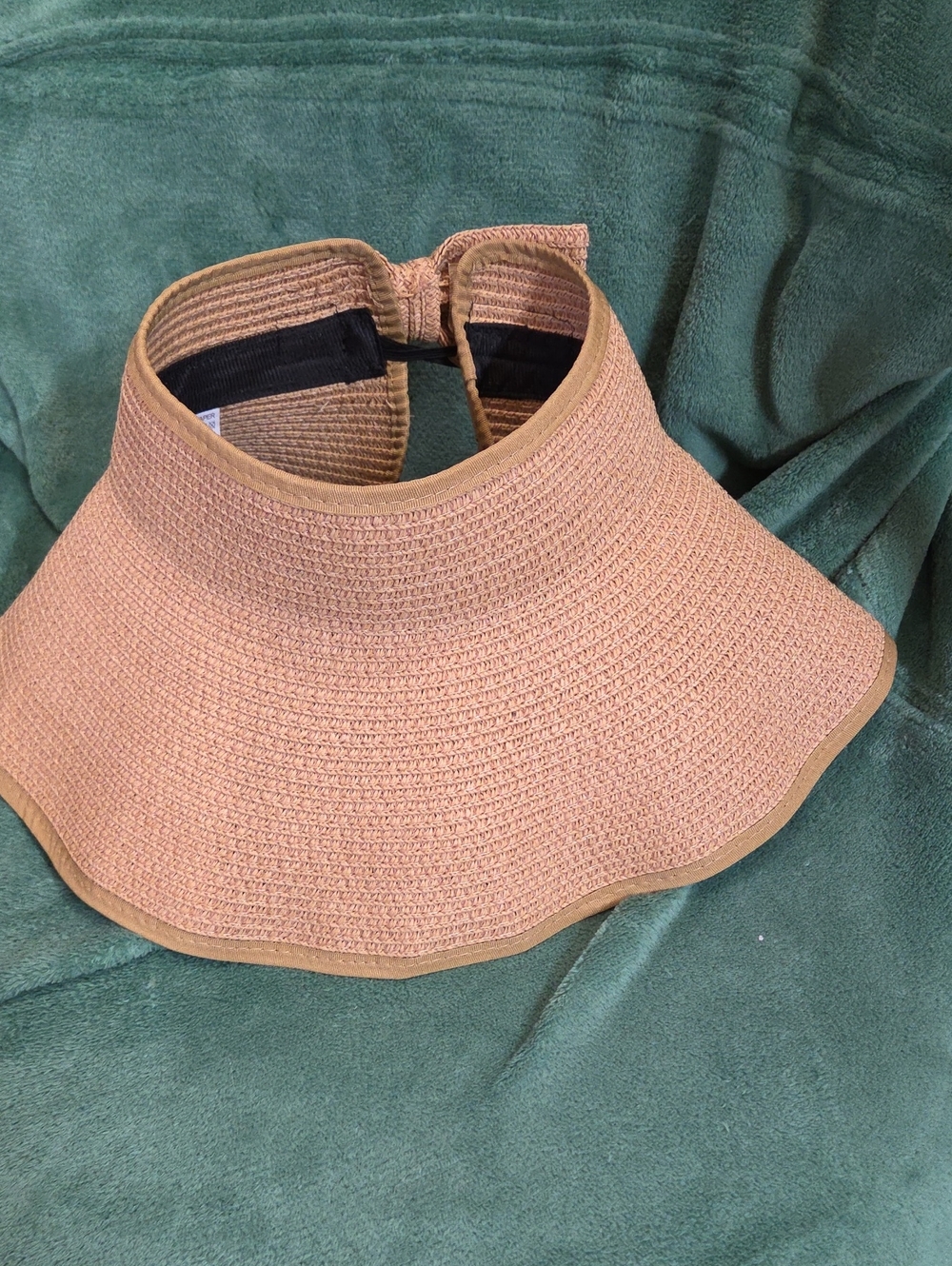Womens Straw Visor Sun Hat - Tan